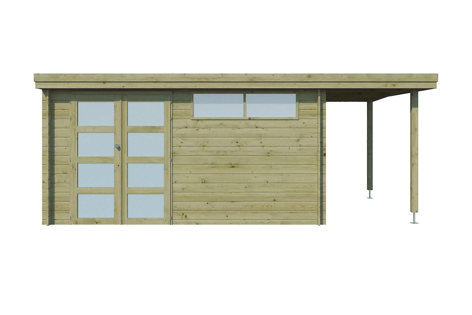 Woodlands Blokhut Oregon met Overkapping Geïmpregneerd 565 x 295 cm - Afbeelding 1